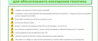 Показания для обязательного посещения генетика